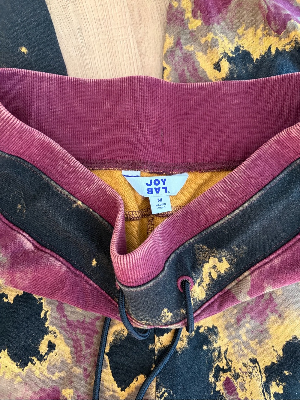 JoyLab Tie-Dye Joggers in Burgundy, Black & Gold - Picture 3 of 3